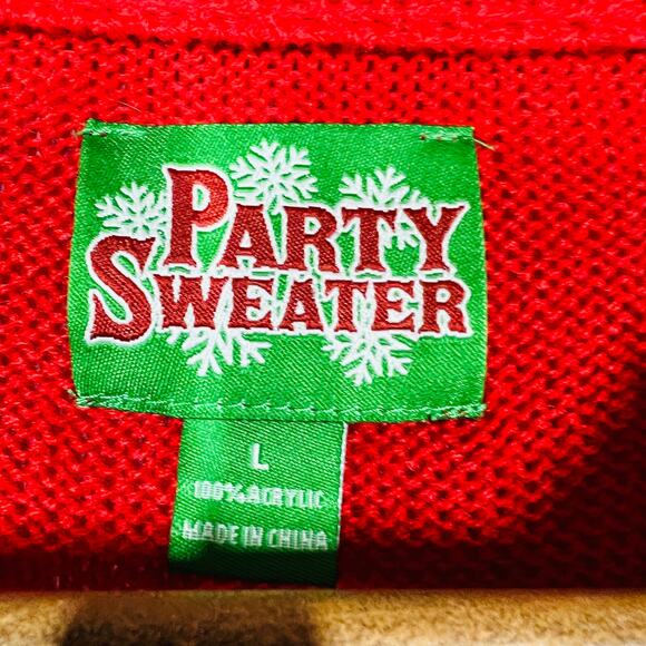 Party Sweater Brand Ugly Christmas Sweater Blitzen Red Green - L - Picture 3 of 5
